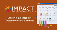 A calendar annotated to indicate the Observances to come in September