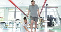 A patient doing physical therapy