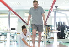 A patient doing physical therapy